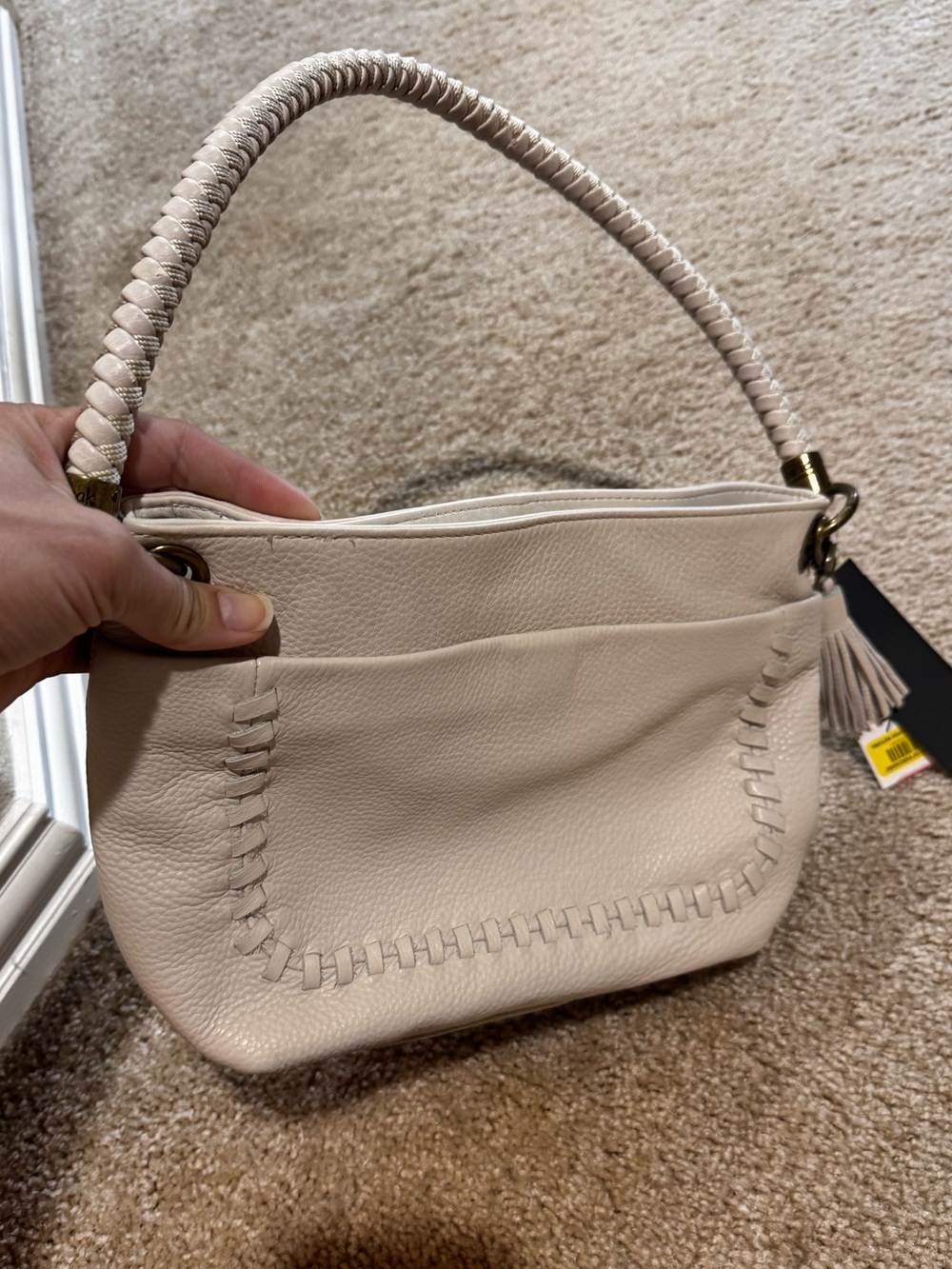 NEW! leather The Sak hobo style Bag in Stone